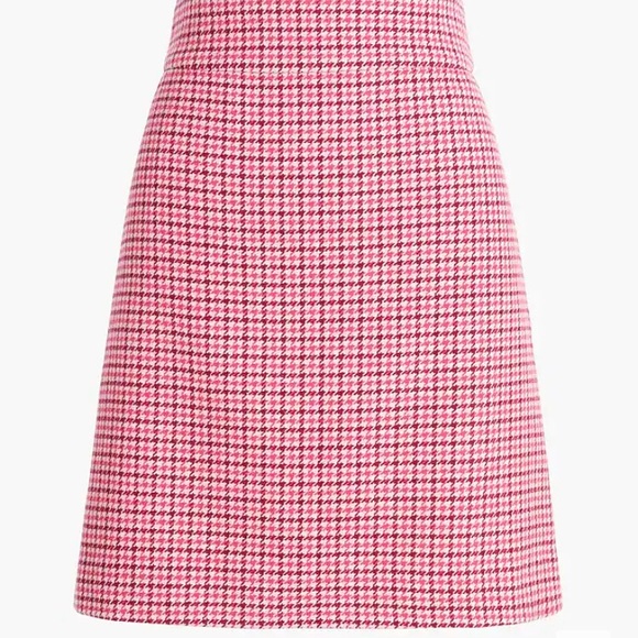 J Crew Factory Wool Houndstooth Mini Skirt Pink 12 - Picture 2 of 7